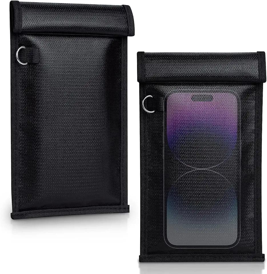 Simket 2 Pack Military Grade Faraday Bags, Fireproof Waterproof Signal Blocking Pouch for Cell Phone & Car Keys, RFID GPS WIFI NFC Blocker, Anti-Tracking Privacy Shielding Pouch for Daily Travel