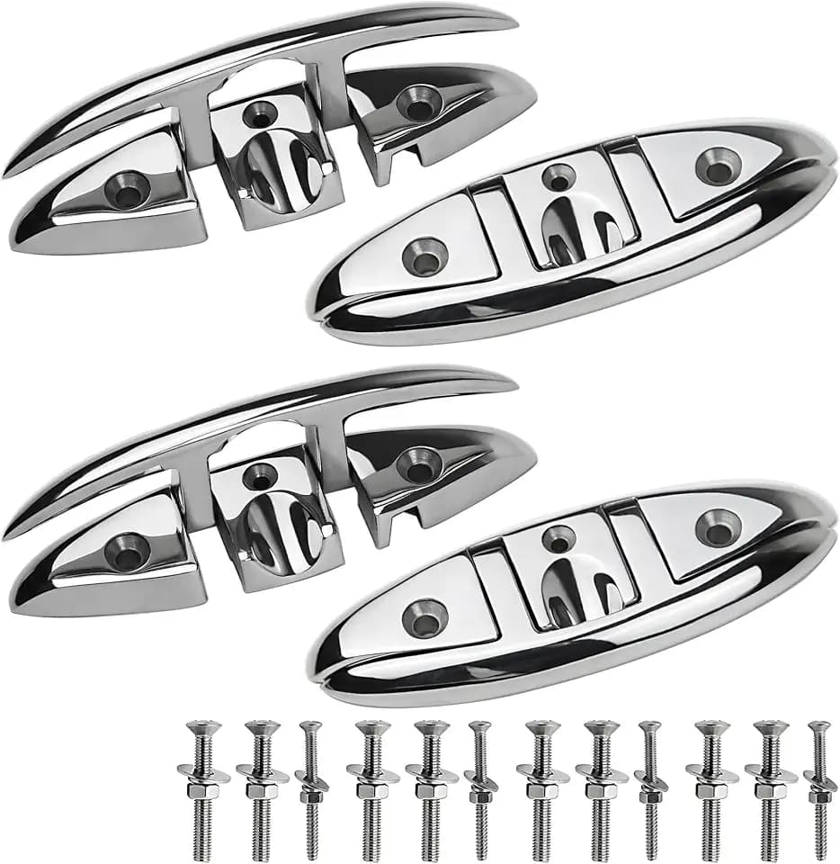 Folding Boat Cleats 5" 6" 316 Stainless Steel Flip up Dock Cleats Marine Grade Rope Cleat for Deck, Yacht with Fasteners