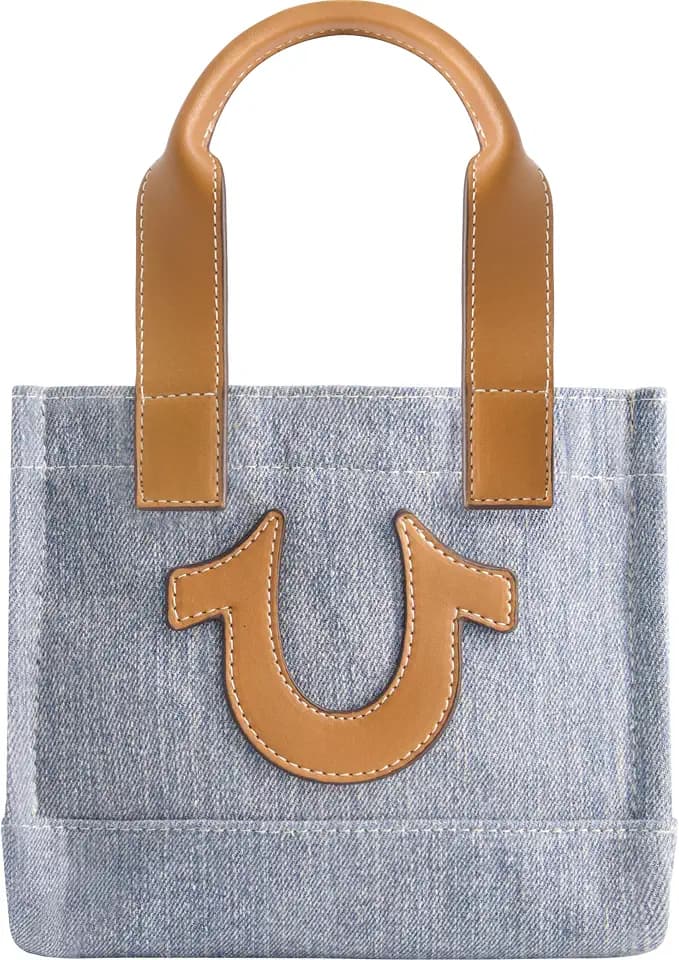 True Religion Tote Bag, Women's Mini Travel Shoulder Bag with Adjustable Strap and Horseshoe Logo