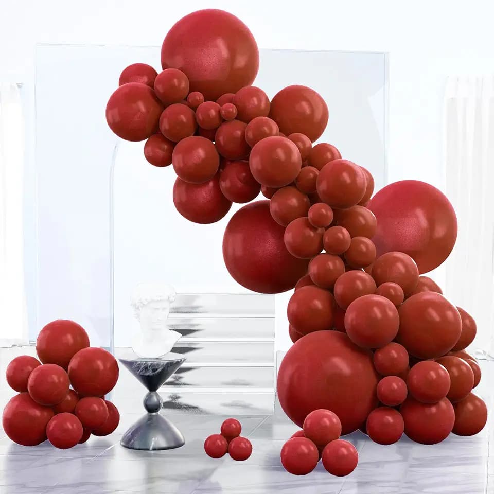 PartyWoo Burgundy Balloons 152pcs Dark Chestnut Red Maroon Different Sizes
