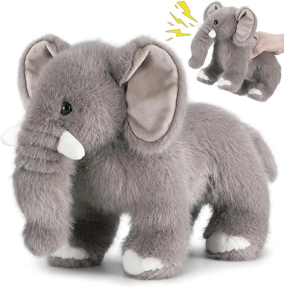 Elephant Plush Stuffed Animal with Multiple Realistic Sounds – Soft Cuddly Toy for Kids & Adults – Fun Gift for Baby Shower, Birthday, Christmas