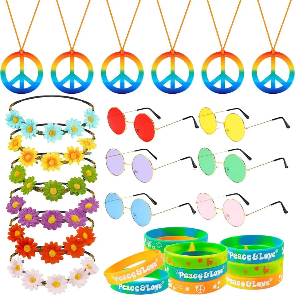 BANBALLON 30PCS Hippie Birthday Favors 60s 70s Supplies Decorations