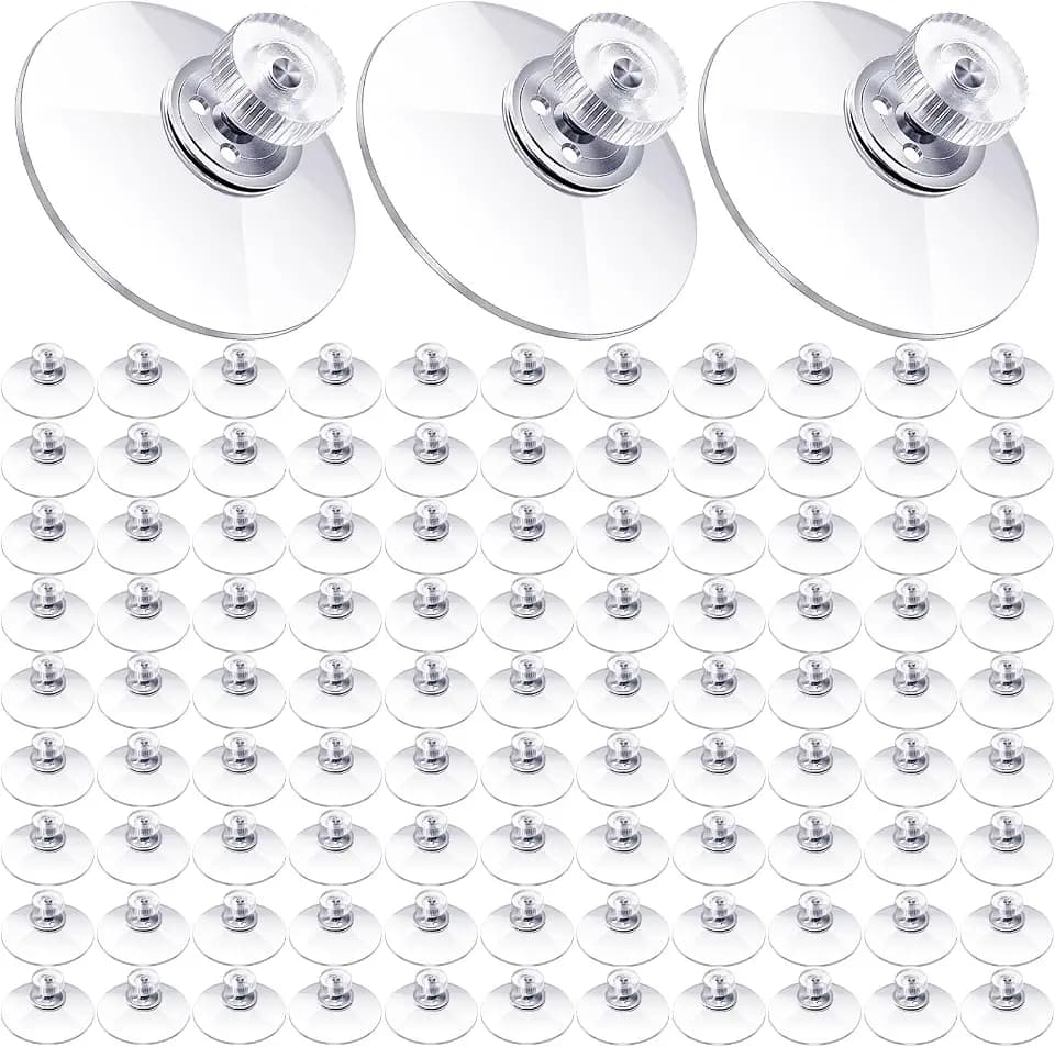 Zopeal 100 Pcs Adhesive Suction Cup Bulk with Screws Nut Plastic Sucker Pad