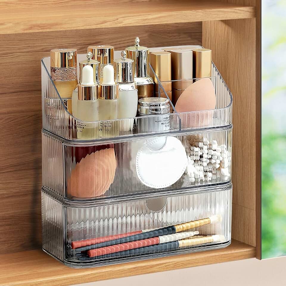 Medicine Cabinet Organizer 3 Tier, Stackable Bathroom Makeup Organizers