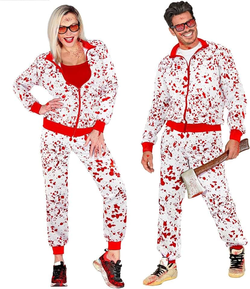 W WIDMANN MILANO Party Fashion - Kostüm Trainingsanzug, Halloween, 80er Jahre Horror Outfit, Jogginganzug für Karneval & Party
