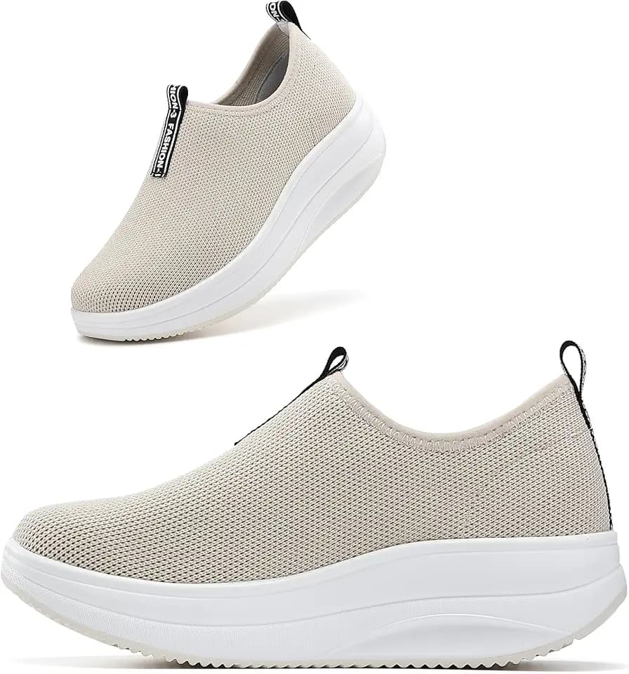 Oude Platform Loafers for Women Comfortable | Womens Slip On Sneakers Lightweight | Women's Walking Shoes Work Long Hours | Thick Rocking Bottom