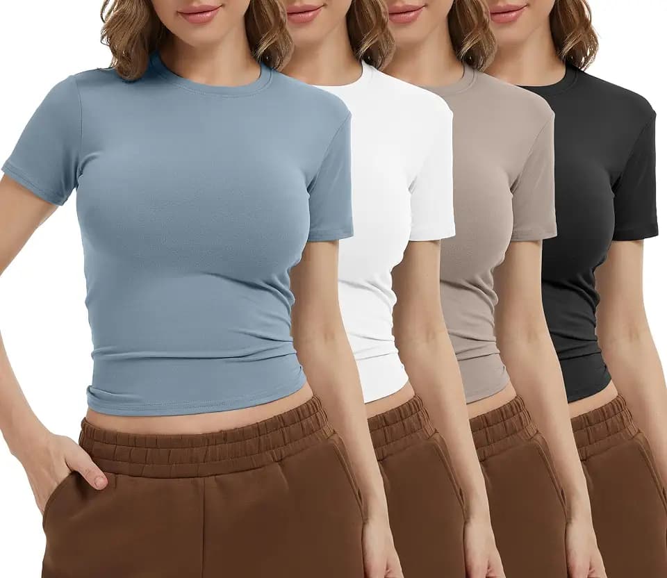 Dalavch 4 Pack Women's Workout Shirts Compression Short Sleeve