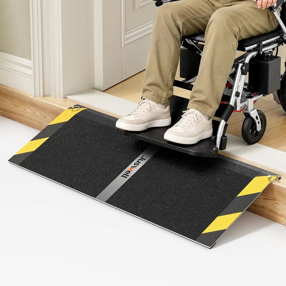 32x12 Portable Threshold Ramp with Reflective Strips 800lbs