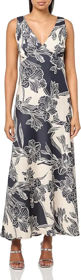 Halston Women's Sleeveless V-Neck Satin Dress