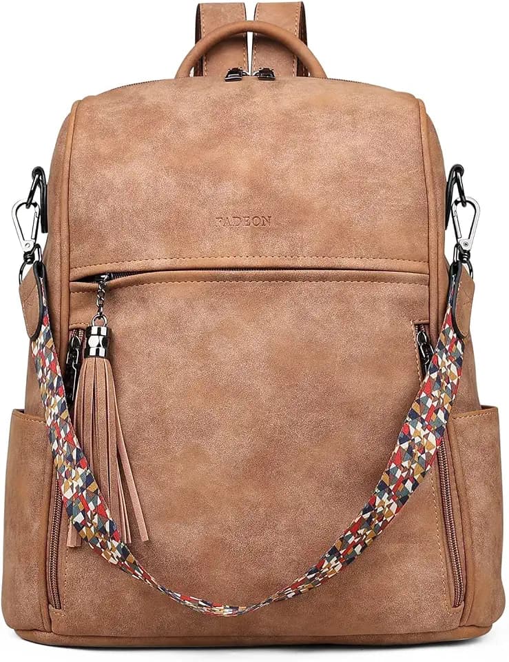 FADEON Leather Backpack for Women, 13 inch, Travel Work Bag