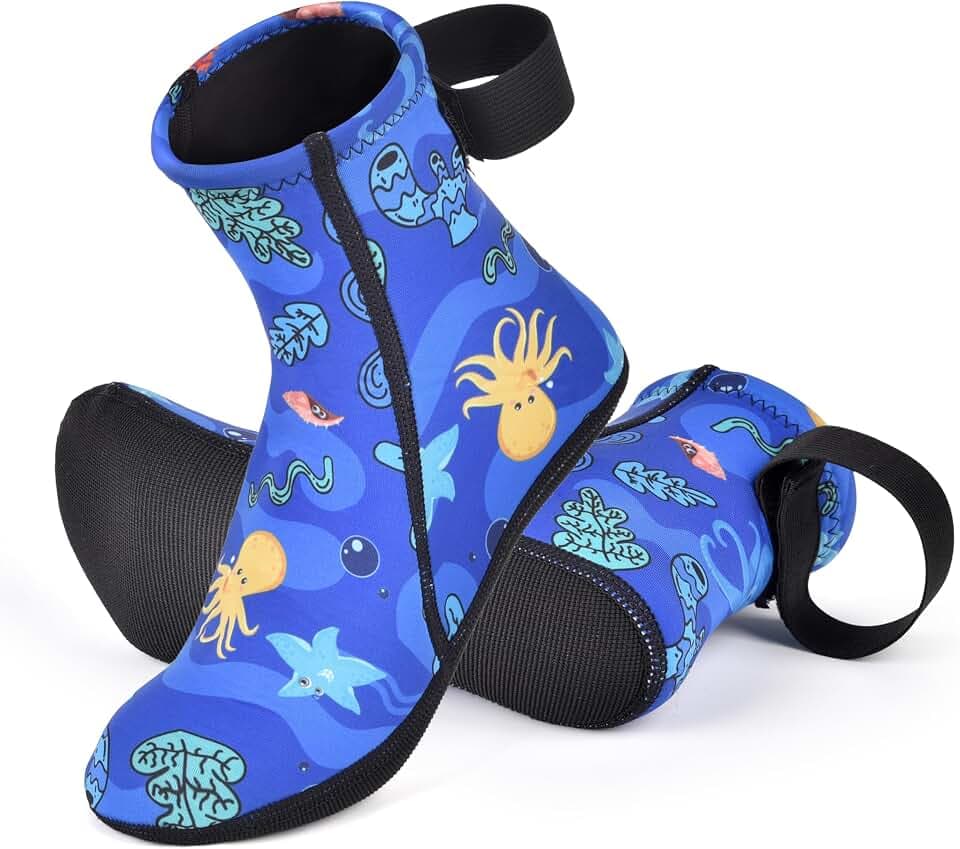 3mm Neoprene Wetsuit Socks, Kids Water Socks Keep Warm Toddler Anti-Slip Anti-Scald Swimming Sock for Water Sports Diving Snorkeling