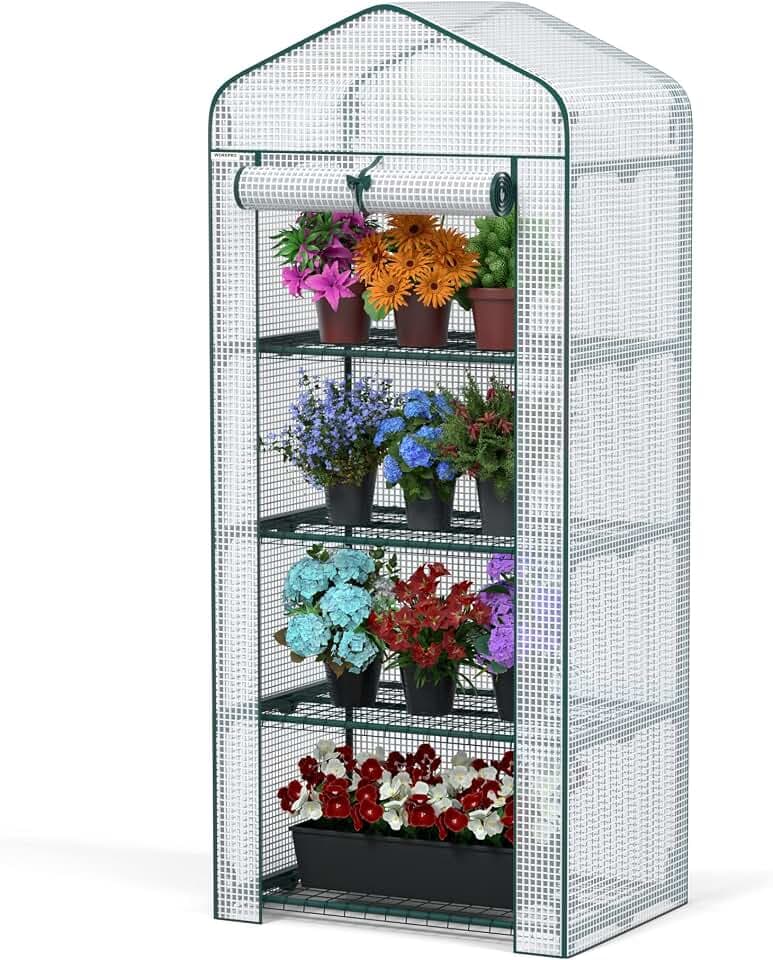 WORKPRO Mini Greenhouse, 4-Tier Portable Small Greenhouses (27"x 19"x 63")