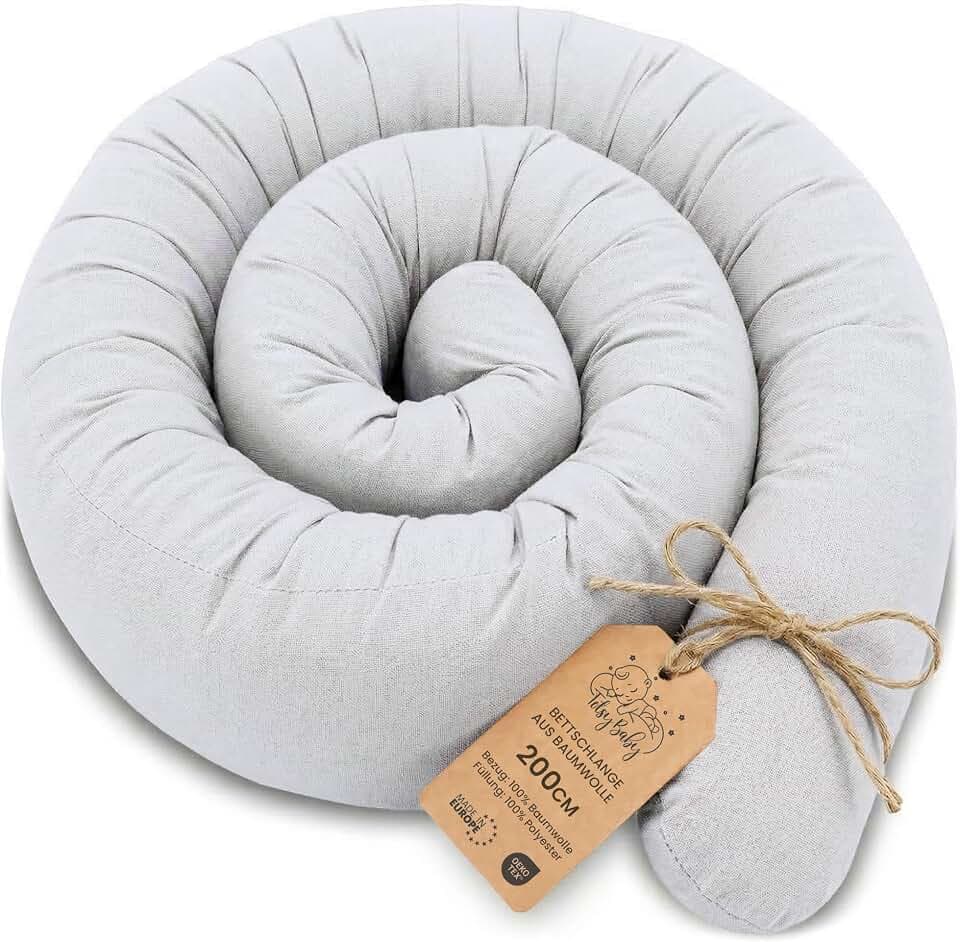 Totsy Baby Seitenschläferkissen Bettschlange Body Pillow 200 cm Baumwolle - Kopfkissen lang Bettrolle Schlafkissen Nackenrolle Kissen Oeko-Tex Grau