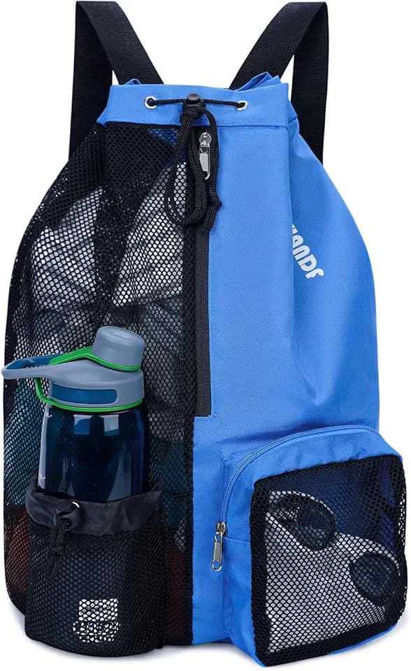 WANDF Mesh Swim Bag, Drawstring Beach Backpack