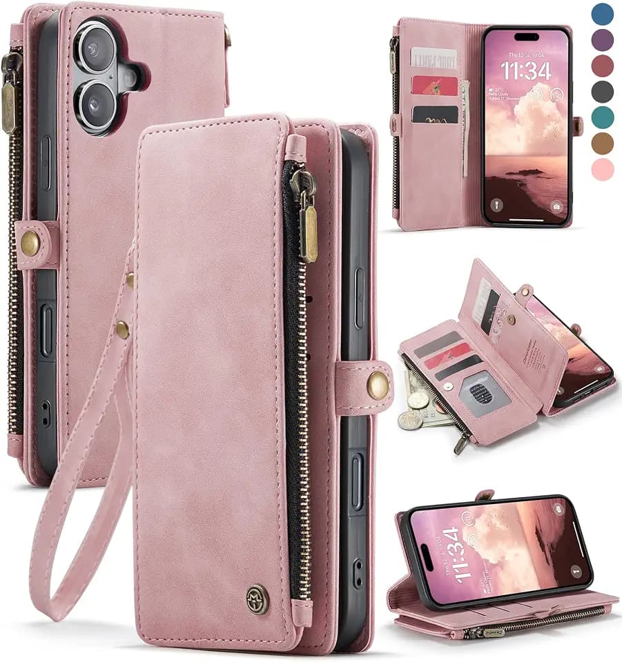 Defencase for iPhone 17 Wallet Case with RFID Blocking Card Holder, Pink