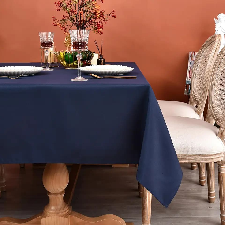 MEANMOY Navy Blue Square Tablecloth 54x54 Inch Water Resistant Table Cloth