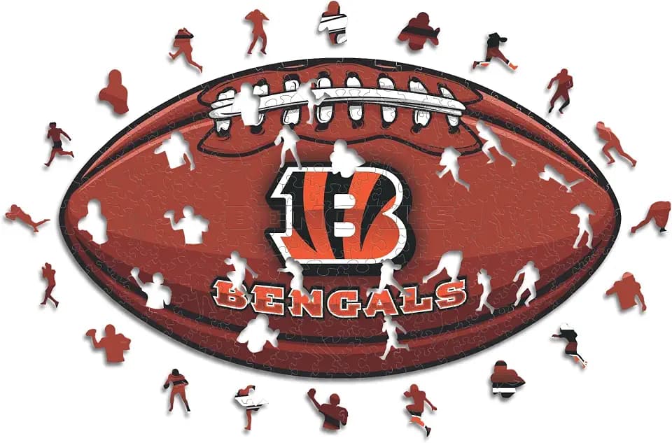 Iconic Puzzles, Cincinnati Bengals Crest, 100% ökologisch nachhaltiges Holzpuzzle mit offizieller Lizenz, Größe L, 500 Teile