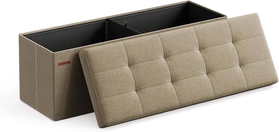 SONGMICS 43.3 Inches Folding Storage Ottoman Bench, Load 660 lb