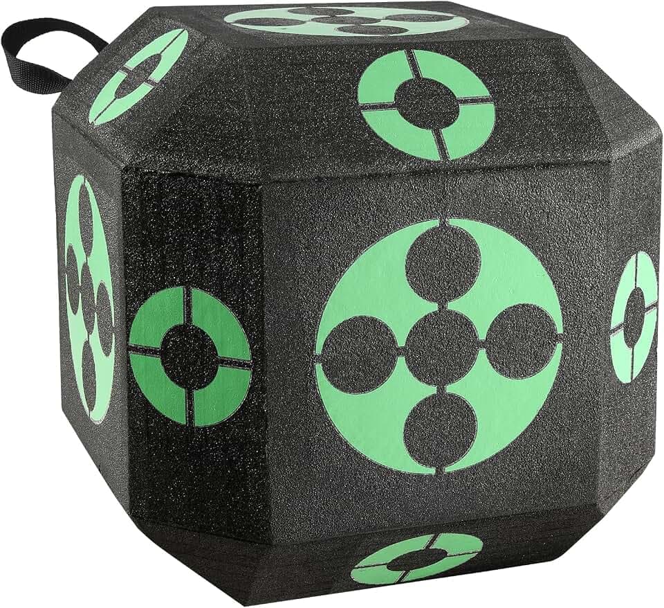 VEVOR 381 x 381 x 381 mm Zielscheibe Bogenschießen, Würfel Bogenziel für Recurvebogen Compoundbogen oder Langbogen, Tragbares Bogenpfeilziel für Kinder Jugend Erwachsene Bogenschießeneiß Schwarz