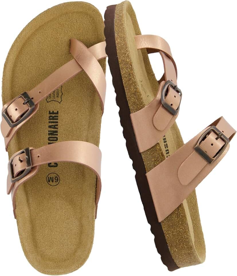 CUSHIONAIRE Luna Cork Footbed Sandals for Women with Crossover Straps