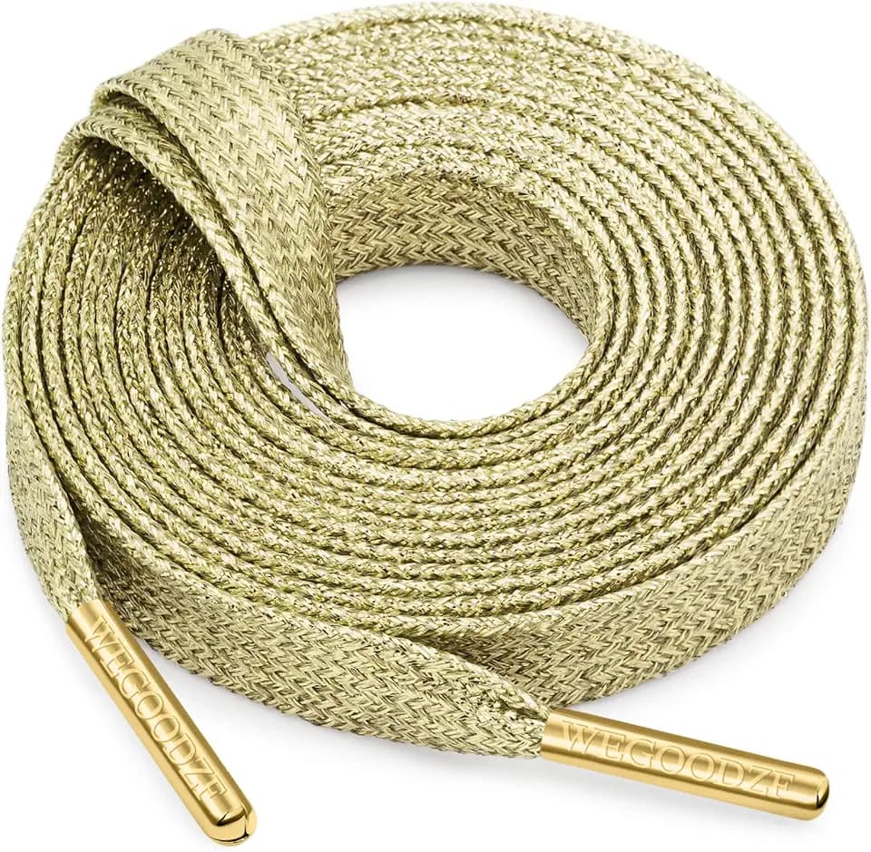 Flat Shiny Metallic Shoelaces: 2 Pairs Glitter Sneakers Shoe Laces