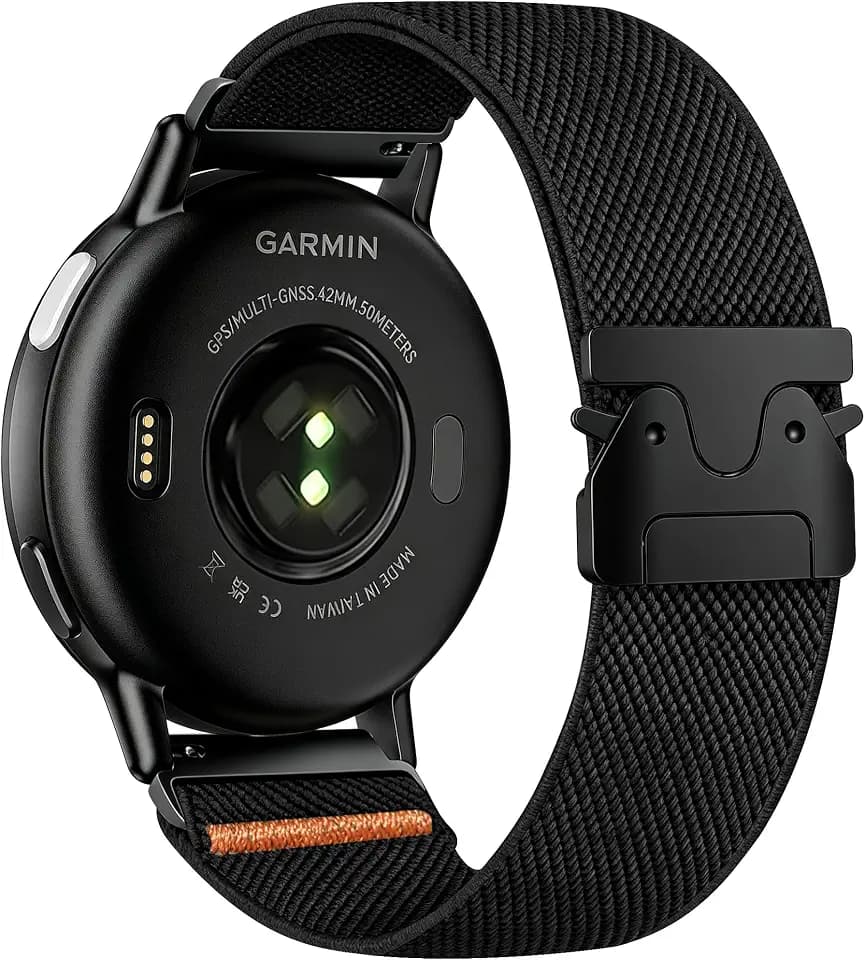 18mm Watch Band Compatible with Garmin Venu 4(41mm)/Venu 3S/2S/Vivoactive 4S, Adjustable Parachute Buckle Stretchy Nylon Strap for Forerunner 265S/255S/255S Music Women Men