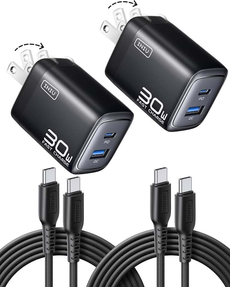 INIU USB C Charger, 30W Type C Fast Charging, 2-Port Adapter Charger Block