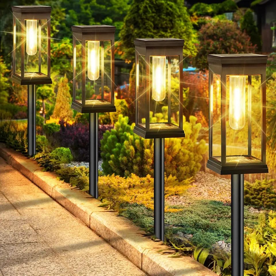 BesLowe 8-Pack Solar Pathway Lights Outdoor, Landscape Lights Warm White