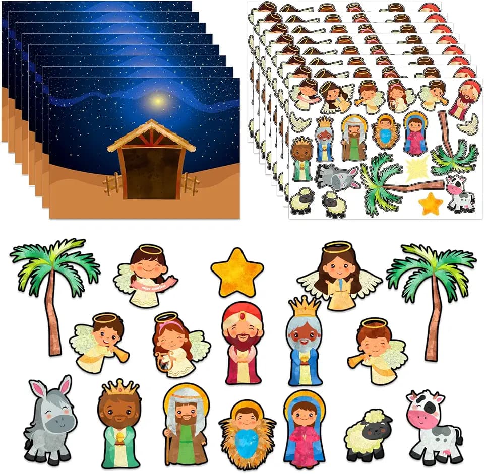 FaCraft Nativity Stickers for Kids 24 Sheets Christian Religious Crafts