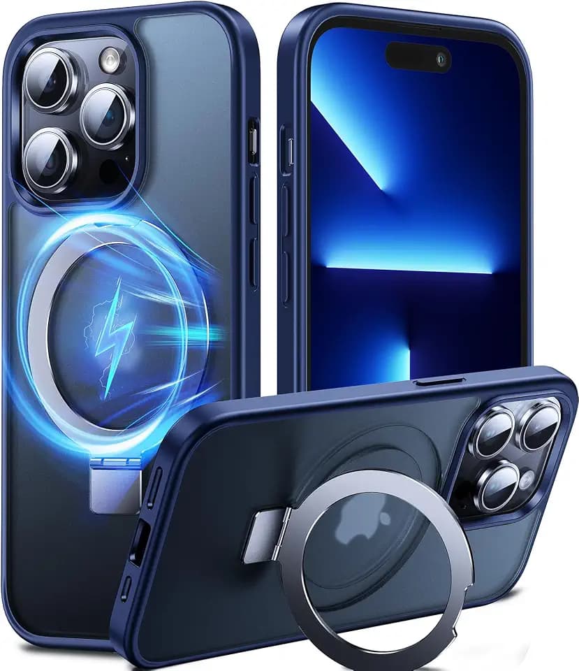 Chicfun 3-in-1 [Magnetic+Kickstand+Ring Holder] for iPhone 13 Pro Case with Magnetic Stand Ring Compatible with MagSafe Phone Case iPhone 13 Pro Military Shockproof Protective Navy Blue