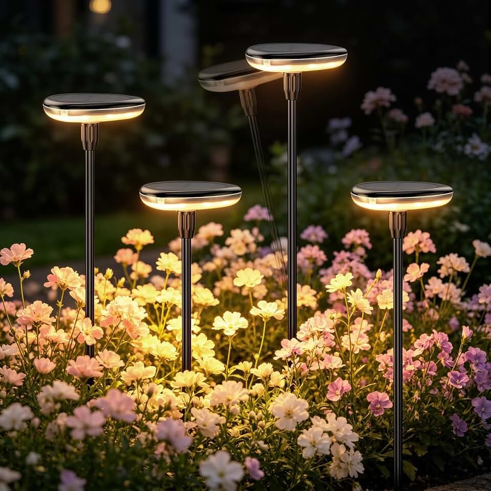 Solarlampen für Außen Garten 4 Stück Garten solar Warmweiß 1000mAh Solar gartenleuchten für außen 34 Lumen Gartenbeleuchtung IP65 Wasserdicht für Gartendeko Terrasse Rasen Outdoor