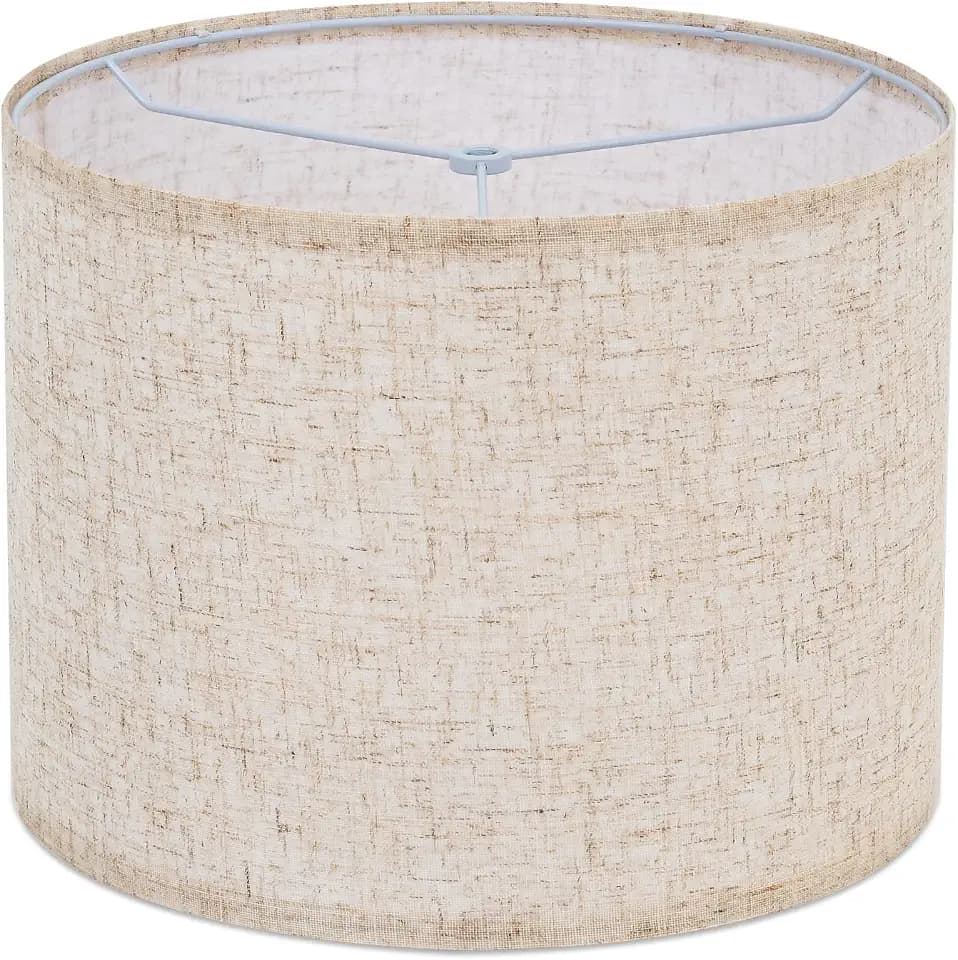 Lamp Shade for Table Lamps, Beige Line Drum lamp shade for floor lamps 13" Top x 13" Bottom x 10" High, Replacement Large Fabric Lampshade for Floor Lamps and Bedside Lamps, Easy Assembly Required