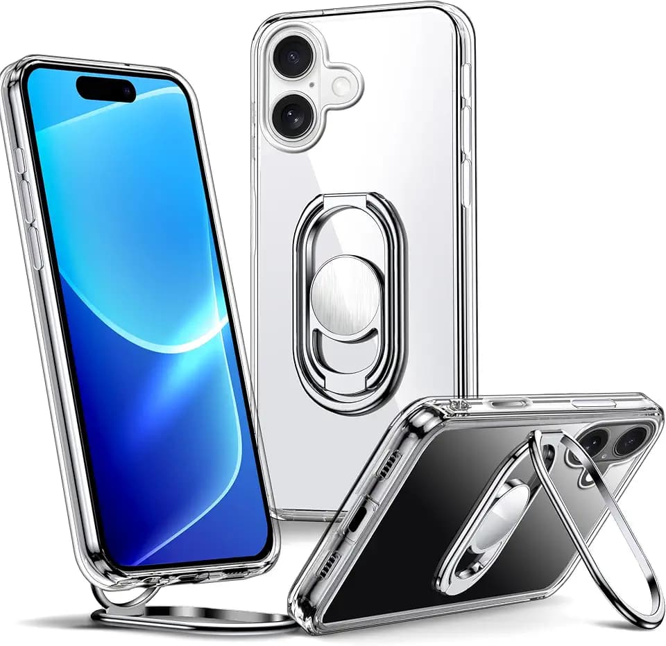 Shields Up for iPhone 17 Case with Stand, 2-Way Kickstand, 6.3", Clear