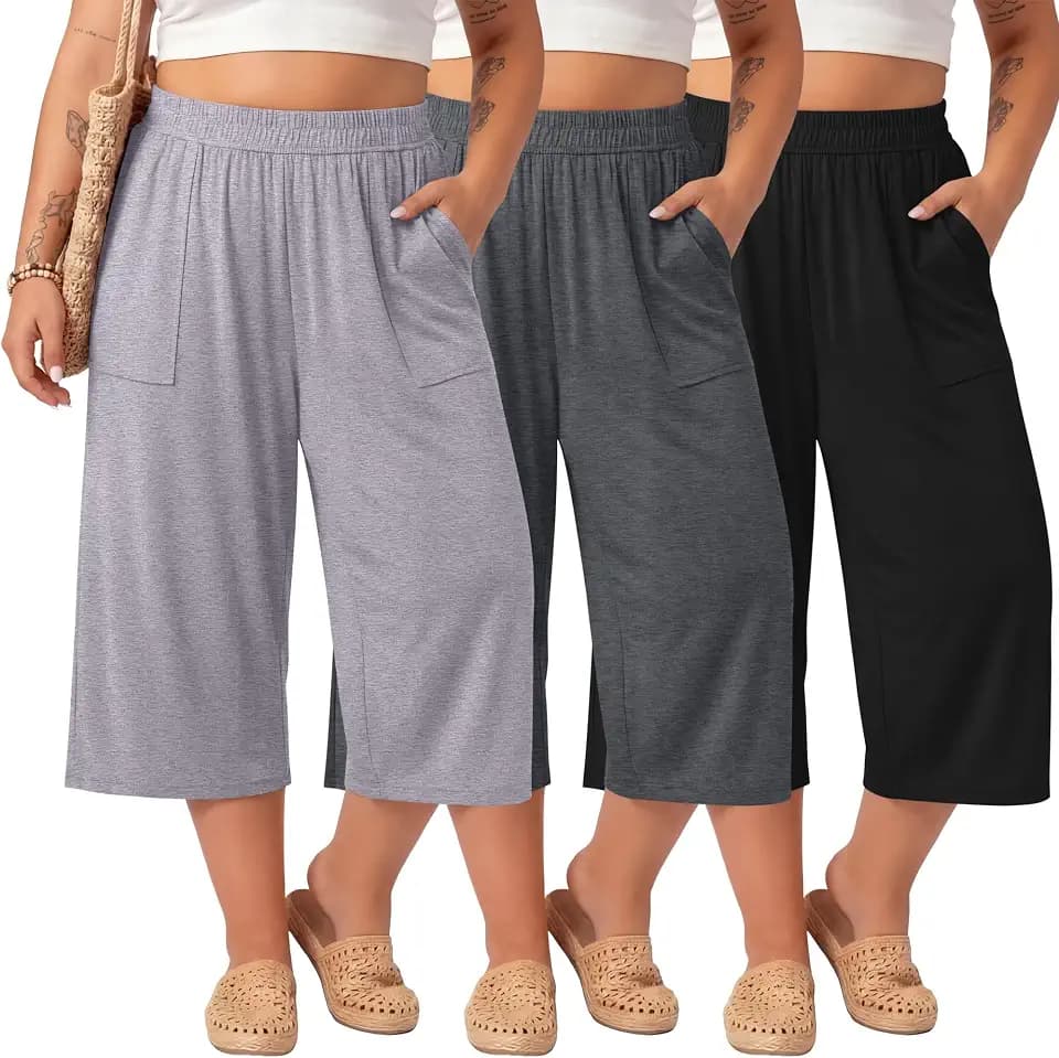 Neer 3 Pack Women's Plus Size Capris Pants
