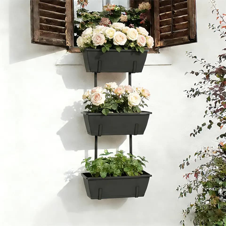 OYEAL Railing Planter Box Outdoor Deck Railing Planter Boxes