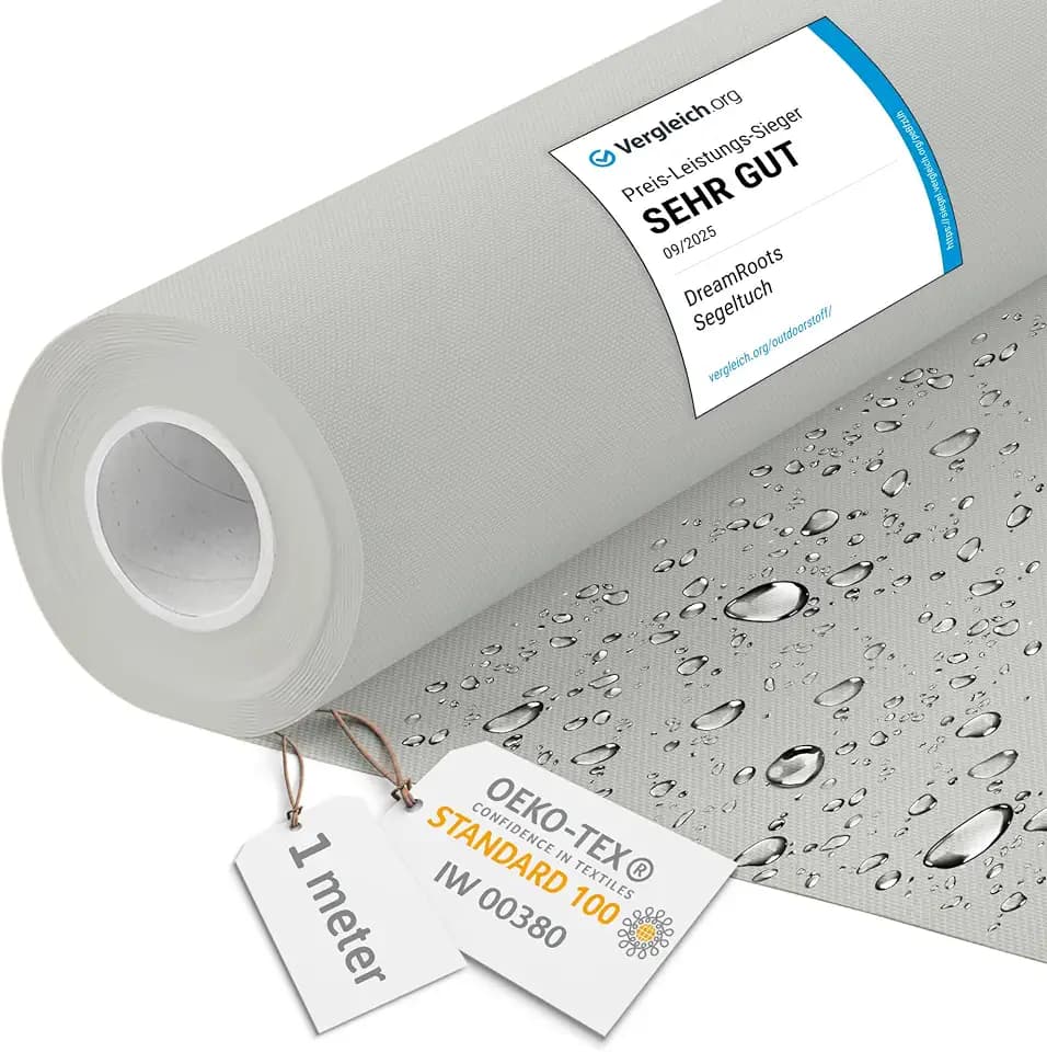 DreamRoots Markisenstoff wasserdicht Meterware, Blassgrau, 1 m Vorschnitt