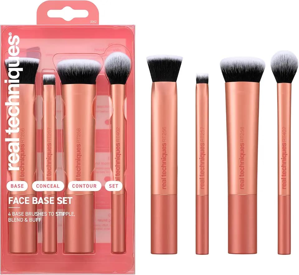 Real Techniques Face Base 4 Piece Makeup Brush Set for Foundation