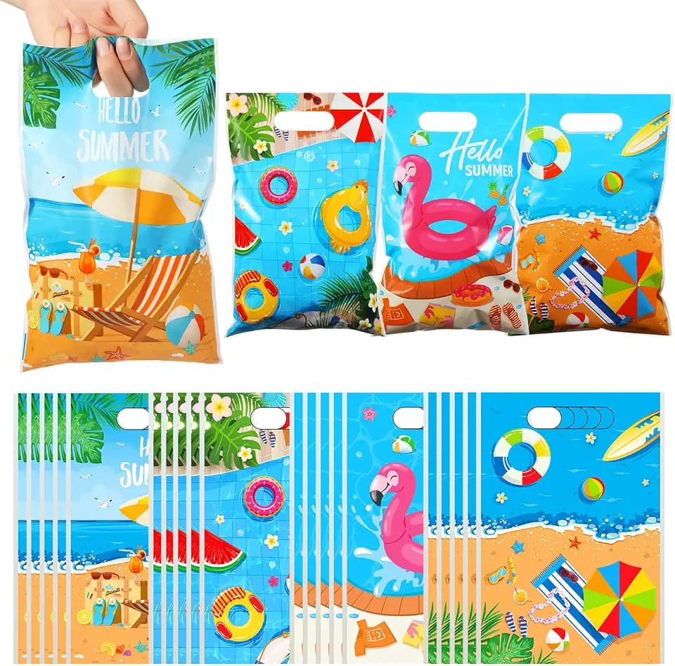 Windyun 100 Pieces Summer Party Favor Bags Beach Goody Bags