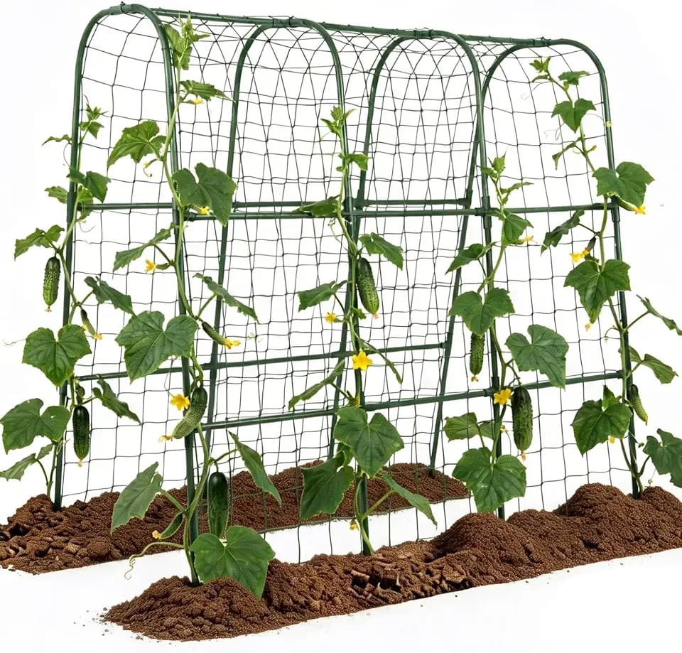 Cucumber Trellis for Raised Bed, Garden Trellis for Climbing Plants Outdoor, Metal Arch Trellis U-Shape Vegetables Support for Tomotoes Grape Vines Beans Peas (Green, 48" L x 24" W x 48" H)