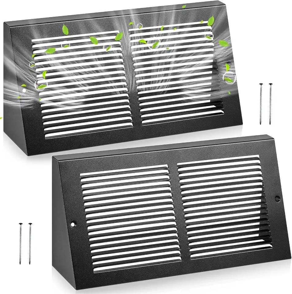 Landhoow 2 Pack Triangular Baseboard, Fits 12"w x 6"h Duct Opening, Black
