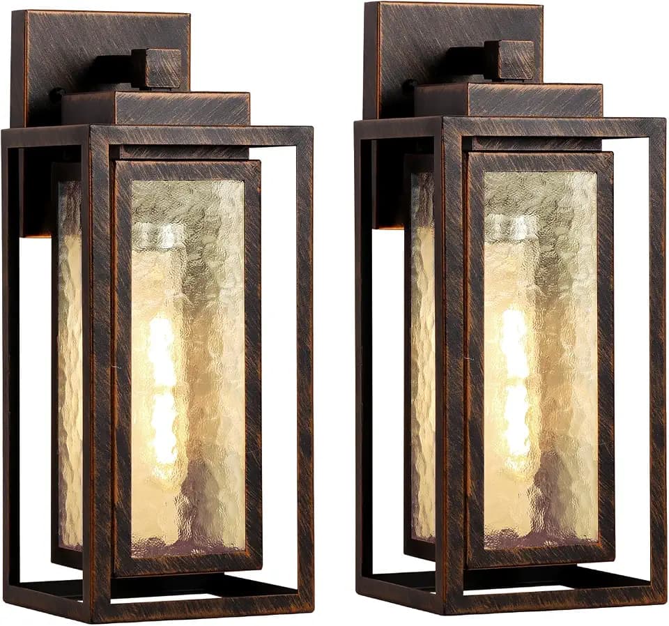 WIHTU Exterior Porch Light Fixture, Outdoor Wall Lantern, Gold-Swept Black