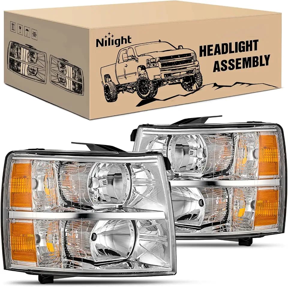Nilight Headlight Assembly Compatible With 2007-2013 Chevy Silverado