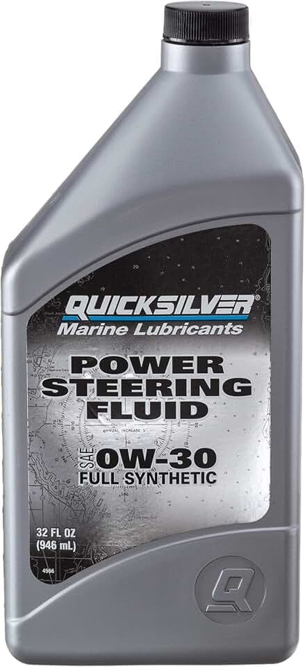 Quicksilver 858077Q01 Power Steering Fluid SAE 0W-30, Full Synthetic – 32 Oz. Bottle