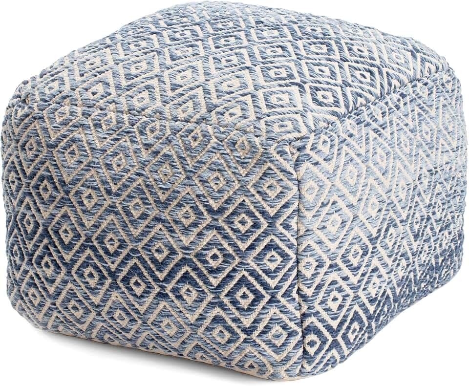 Anji Mountain 16" H x 22" W Handmade Pouf Ottoman for Living Room & Couch