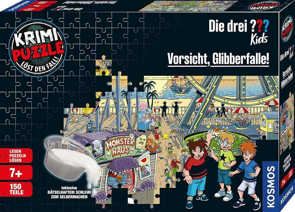 KOSMOS Krimi Puzzle Die DREI ??? Kids Vorsicht Glibberfalle, 150 Teile