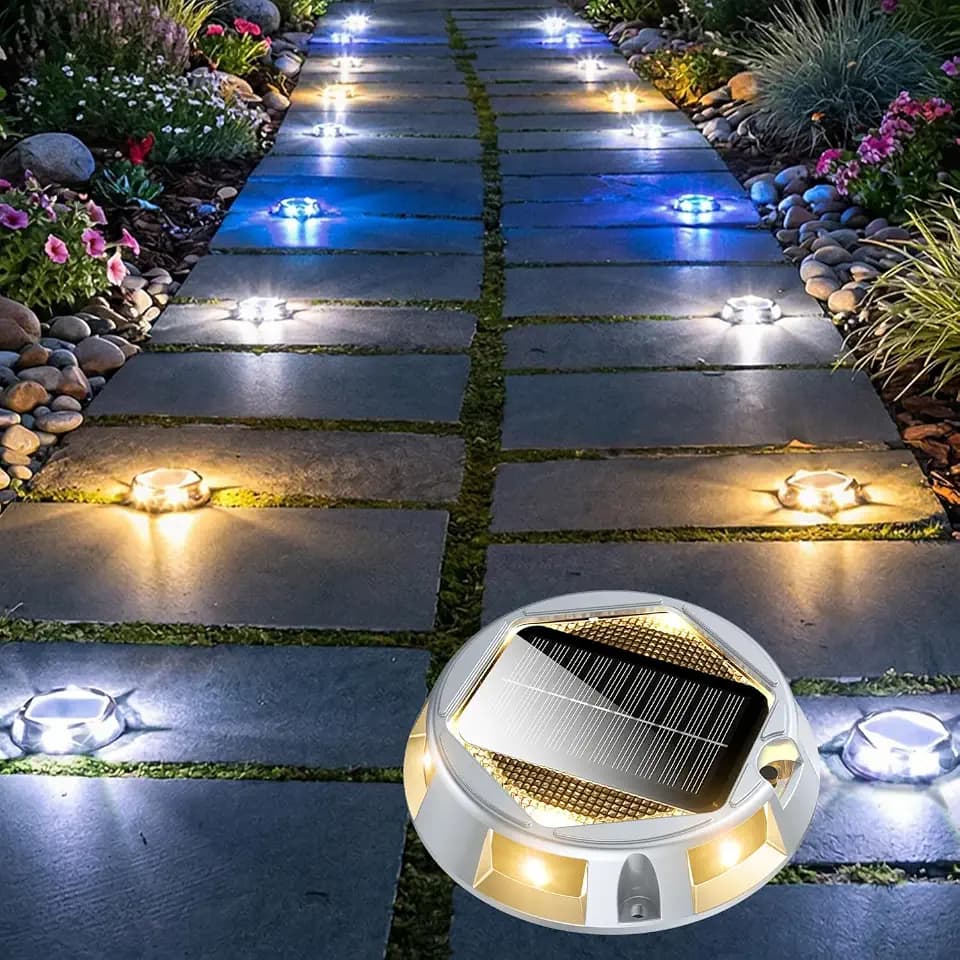 AGPTEK 3 Color Modes (Warm/Blue/White in 1) Solar Driveway Lights Outdoor
