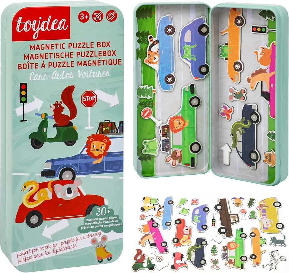 Magnetspiel Puzzle Box Autos, Magnetspiel für Kinder ab 3 Jahre