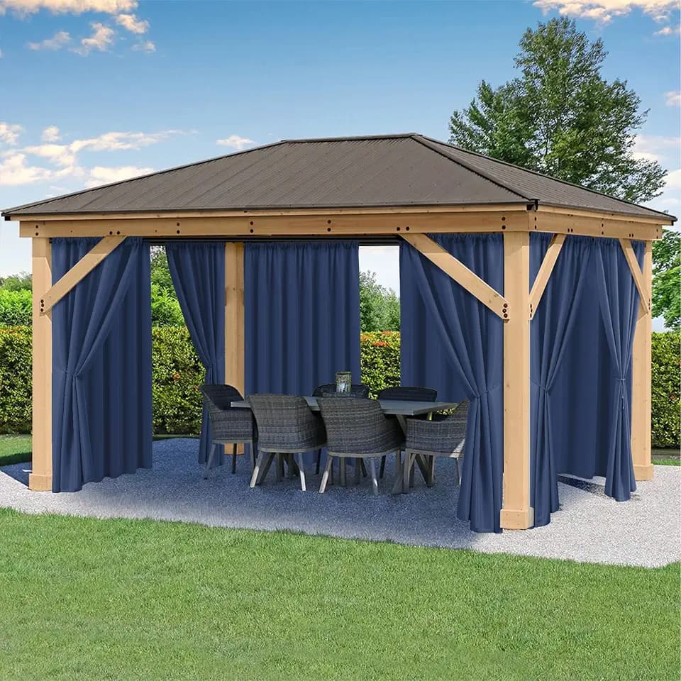 Outdoor Curtains for Patio Waterproof Rod Pocket 6 Pcs 54x95 Inch Navy