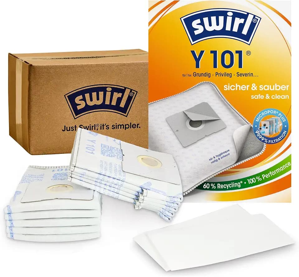 Swirl® Y 101® Staubsaugerbeutel für Grundig, Privileg, Severin,10 Beutel
