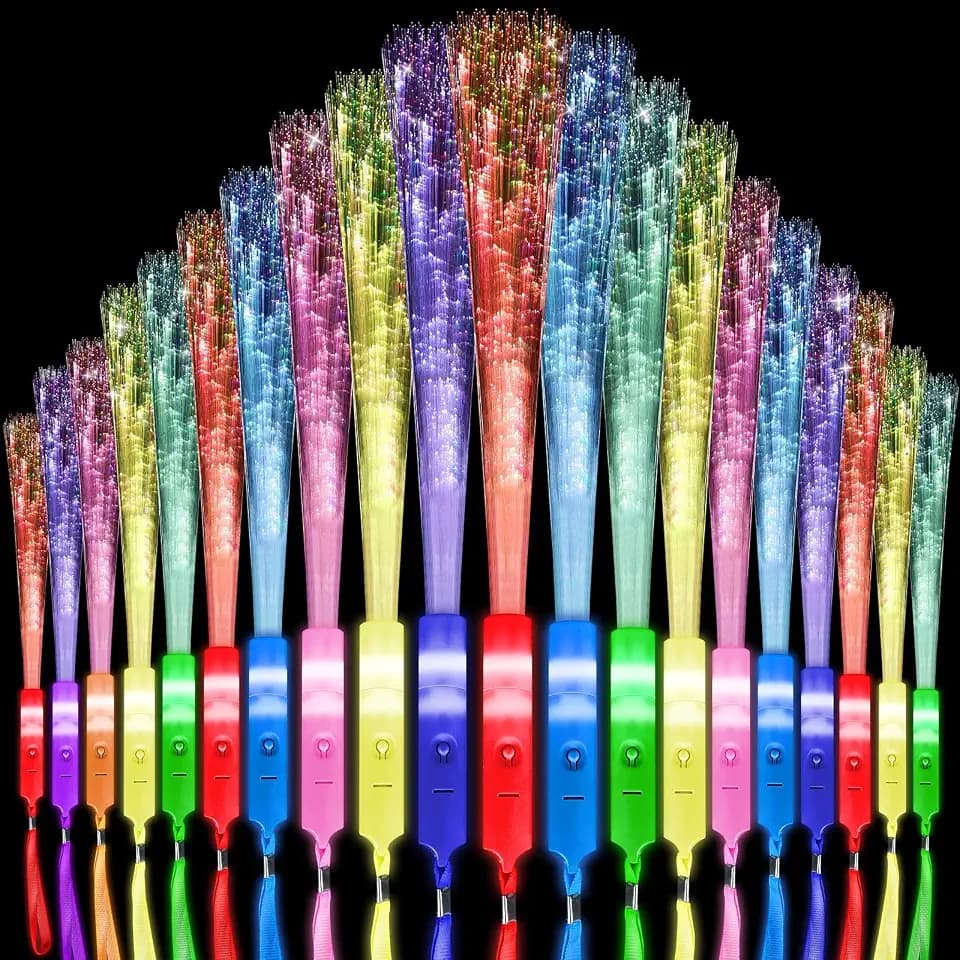 Oleitodh 96 Pack LED Fiber Optic Wands, Multicolor Glow Sticks